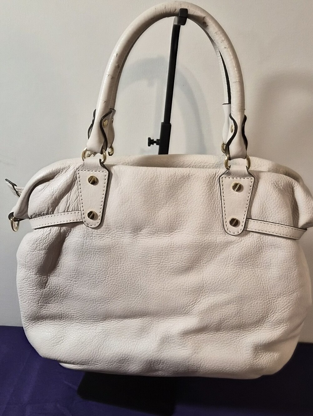 Michael Kors Bedford Large Gathered Leather Satchel – Cream White - Picture 9 of 15